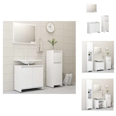 Produktbild von vidaXL 3-tlg. Badmöbel-Set Weiß Holzwerkstoff -  Badezimmermöbel-Sets