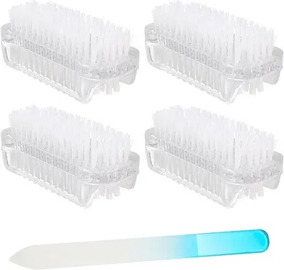 Produktbild von Famanu Nagelbürsten Set 4 Stück - Handbürsten für Maniküre mit harten Borsten und Nagelfeile