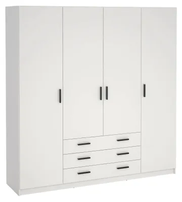 Produktbild von Großer Kleiderschrank Epipola, Schlafzimmermöbel, Schrank, Garderobe, 196x50 h200 cm, Weiß