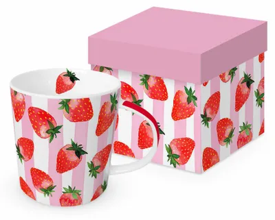 Immagine prodotto di PPD Strawberry & Stripes Trend Mug, in Geschenkbox, Tasse , Becher, New Bone China, 400 ml, 160303288