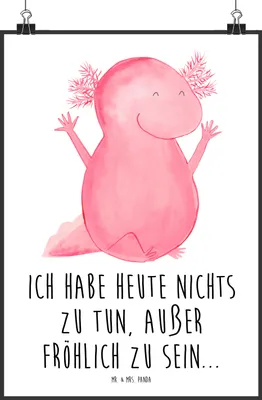 Produktbild von Mr. & Mrs. Panda Bild Axolotl Hurra DIN A1 - Weiß - Geschenk, Kunstdruck, Plakat, drucke, Lurch, Motivation, wanddeko, Schwanzlurch, Deko, Spaß