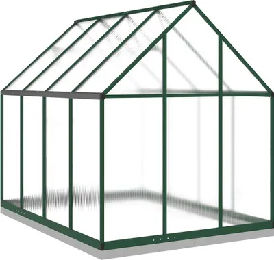 Produktbild von vidaXL Gewächshaus mit Fundamentrahmen Grün 224x169x202 cm Aluminimum