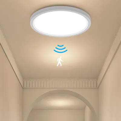 Produktbild von Gaethra Deckenlampe mit Bewegungsmelder Innen, 18W LED Deckenleuchte mit Bewegungsmelder, 1800LM Lampe mit Radar Bewegungssensor für Flur Treppe Abstellraum Keller, 3000K, 4000K, 6500K