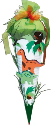 Produktbild von Schultüten-Bastelset Dino 68 cm 6-eckig Rot(h)-Spitze Kreppverschluss