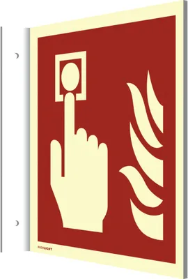 Produktbild von Dreifke® Fahnenschild Brandmelder ISO 7010, Alu, nachleucht., 160-mcd, 200x20...