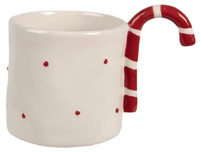 Produktbild von Clayre & Eef Tasse 325 ml Beige Keramik Zuckerstange Weihnachten