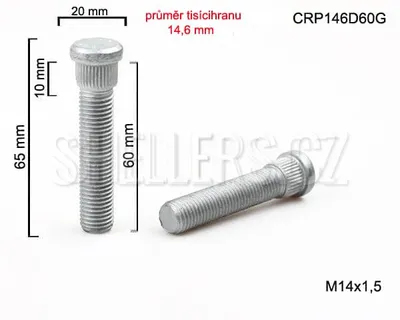 Obrázok produktu pre Kolový svorník - šteft M14x1,5x60 tisícihran priemer 14,65mm, CRP146D60G
