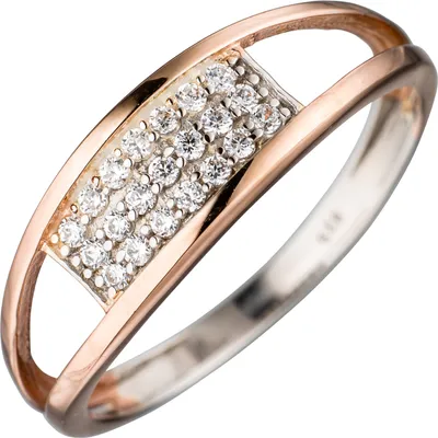 Produktbild von JOBO Damen Ring 925 Sterling Silber bicolor mit Zirkonia Silberring Größe 52