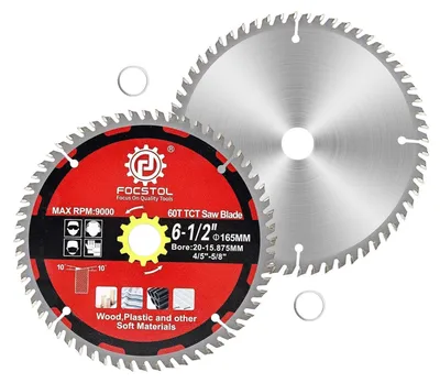 Image de Lame de scie circulaire pour bois, 165 mm x 20/15,875 mm, 60 dents, 2 pièces