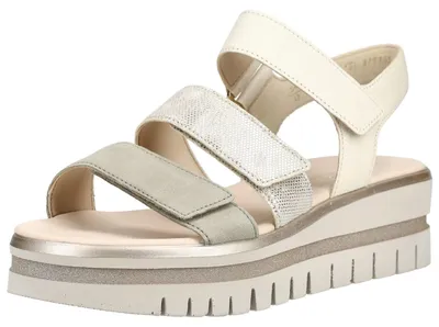 Produktbild von Gabor Sandalen aus Leder mit breiten Riemen, weich gepolstertem Fußbett und Plateausohle