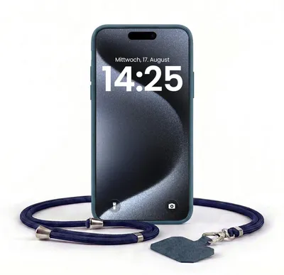 Produktbild von Handyhülle für Apple iPhone 15 Pro Max mit Handykette Band Kordel Hülle Case Schutzhülle Blau