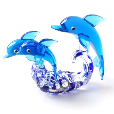 Produktbild von Glas Doppel Delfin Figuren Sammlerstücke, Meerestier Ornament