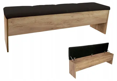 Zdjęcie produktu dla ŁAWKA ZE SCHOWKIEM 164cm dąb/czarny tapicerowana ekoskórą