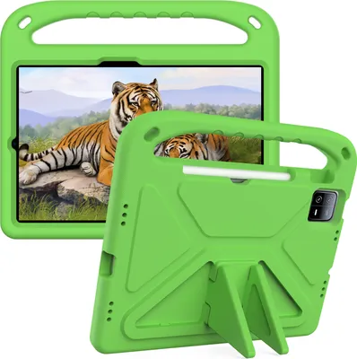 Produktbild von Hülle für Xiaomi Pad 6 / Pad 6 Pro, Leichte Stoßfeste Eva Kinder Schutzhülle mit Griff und Faltbarem Ständer Grün