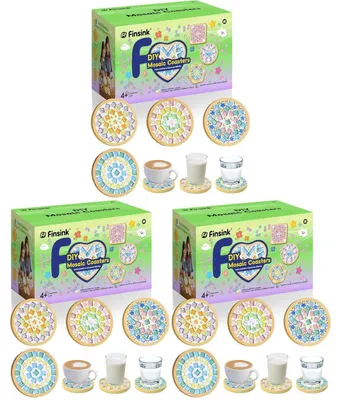 Immagine prodotto di Set per mosaico per bambini, confezione da 4: sottobicchieri in legno, piastrelle di vetro e accessori per il fai-da-te