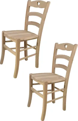 Obrázok produktu pre t m c s Tommychairs - Sada 2 stoličiek CUORE do kuchyne a jedálne, robustná konštrukcia z lešteného bukového dreva, neošetrená a 100 % prírodná, sedadlo z lešteného dreva