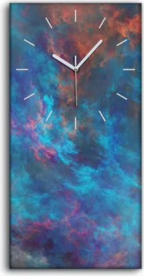 Produktbild von Wanduhr Uhr Wandbild Leinwand Kunstdruck 30x60 Abstrakte surreale blaue Wolken - weiße Hände