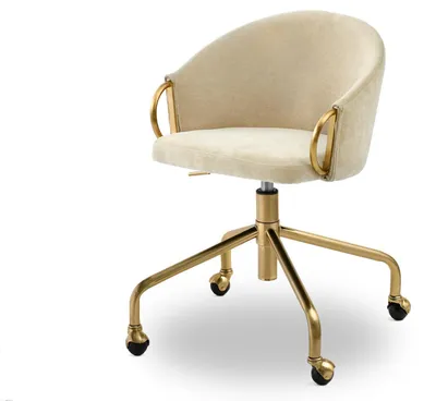 Image de Chaise pivotante design FINBAR - crème / or