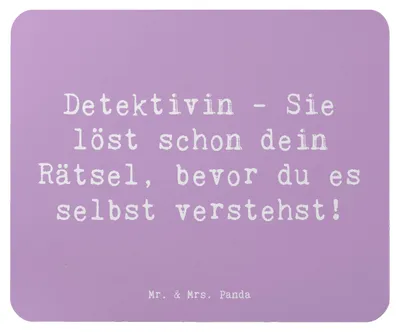 Produktbild von Mr. & Mrs. Panda Mousepad Spruch Detektivin Rätsel - Lavendeltraum - Geschenk, Geschenke für Berufstätige, Intuition, Mouse Pad, neugierige, computer, lösen, mousematte