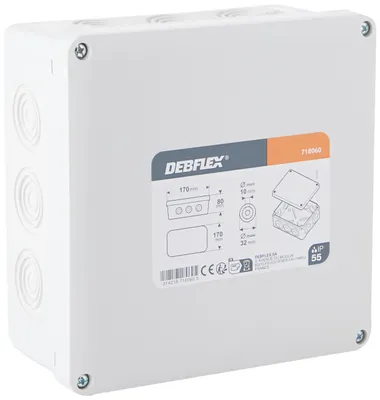 Obrázek produktu pro Vodotěsná rozvodná skříň DEBFLEX s 10 vstupy