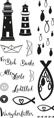Produktbild von Clear Stamps "Leuchtturm, Fische & Co"