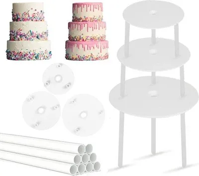 Produktbild von Drei-Etagen-Tortenunterstand mit Stütze - Herstellbar - Für Hochzeit und Geburtstag