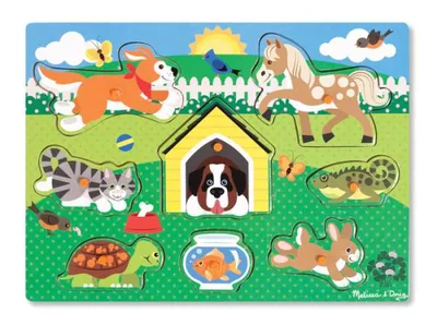 Obrázok produktu pre Melissa & Doug Drevené puzzle s kolíčkami - Domáce zvieratá