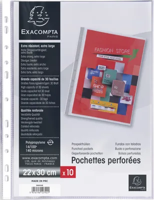 Image de Exacompta 5x Sachet 10 Pochettes perforées PP 140micron A4+ Incolore 56634E