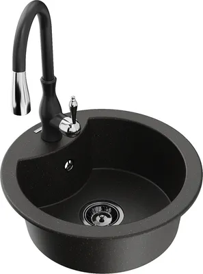 Produktbild von Mexen Diego 1-Becken-Granit-Spüle mit Mischbatterie Savita, Schwarz/Gold metallisch - 6512-75-672601-70-B