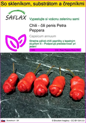 Obrázok produktu pre SAFLAX Kultivačný set - Chili - čili penis Petra Peppera - Capsicum annuum - 10 Semená - S mini skleníkom, pestovateľským substrátom a 2 črepníkmi
