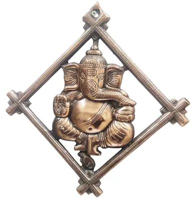 Ganesha-Wandaufhänger aus Metall, gold, 27,9 x 27,9 cm