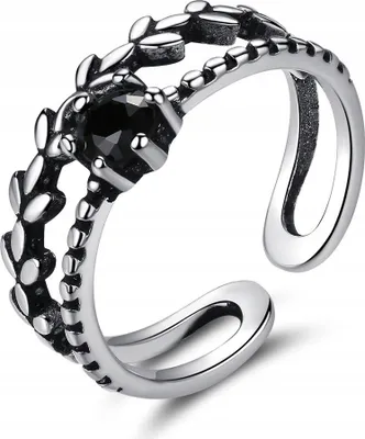 Produktbild von Silber DAMEN VERSTELLBARER RING Universal GESCHENK Schwarz ZIRKON