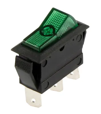 Produktbild von Kfz-Schalter, 3-polig 12V/20A, grün, 2 Stellungen: EIN / EIN
