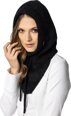 Produktbild von Vivisence Schalmütze Kapuzen Schal Balaclava Für Damen Kombination Aus Stilvolle Mütze Und Loop-Schal Verstellbarem Kordelzug Aus Weichem Und Warm Garn Winter Herbst 7097, Schwarz,Einheitsgröße