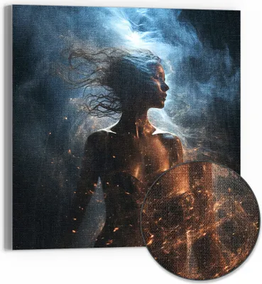 Produktbild von DEQOART Hybrid Leinwand Bild 30x30 cm 'Kosmische Eleganz' Wandbild Glas flach modern