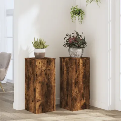Produktbild von Möbel Pflanzenständer 2 Stk. Räuchereiche 30x30x70 cm Holzwerkstoff - Beete &52327