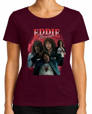 Produktbild von Eddie Munson Hellfire Club Stranger Metal Geschenk Vintage Serie Damen T-Shirt, Burgundy, S