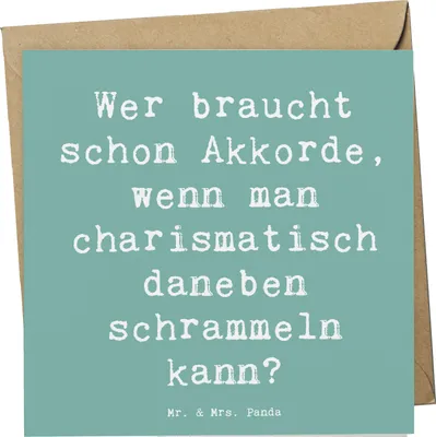 Produktbild von Mr. & Mrs. Panda Grußkarte Spruch Charisma Gitarre - Meeresbrise - Geschenk, doppelkarte, Klappkarte, faltkarte, Elektrisch, Glückwunschkarte, Musiker, Freiheit, Lernen