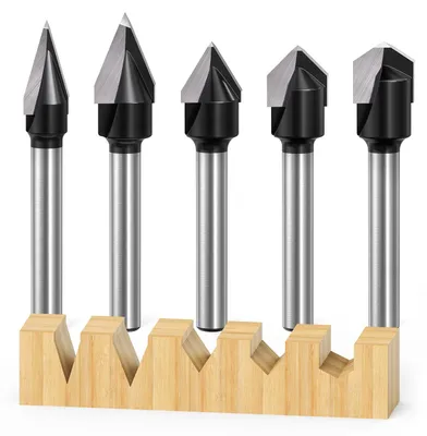 5 Stück V-Nutfräser, 6 mm Schaft, für Holz