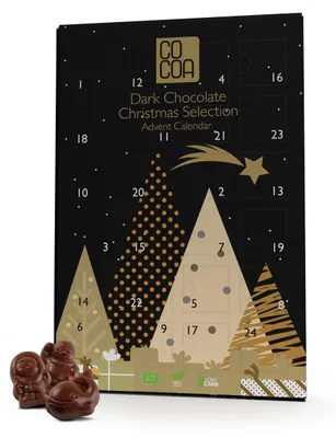 KALENDARZ ADWENTOWY Z CZEKOLADY CIEMNEJ 70 % BIO 180 g - COCOA