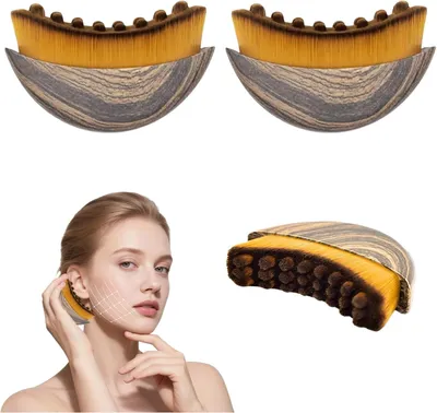 Image de Brosse faciale pour le drainage lymphatique, lot de 2, design ergonomique, pour les soins du visage