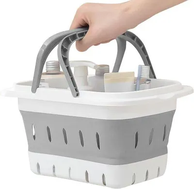 Obrázek produktu pro Skládací držák na sprchovou vaničku s rukojetí, cestovní sada do koupelny, pro studenty, na kempování, pro děti i dospělé