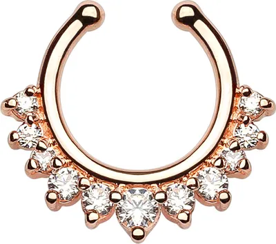 Produktbild von Nasenpiercing Nasenring Fake Piercing Septum Helix Kugeln Zirkonia Kristalle Strass rose-gold-klar