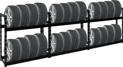 Produktbild von Mega Deal | 3x Reifenregal Tiger | HxBxT 100x110x35cm | 150kg Fachlast | bis zu 24 Reifen | mit Ebenen | Schwarz