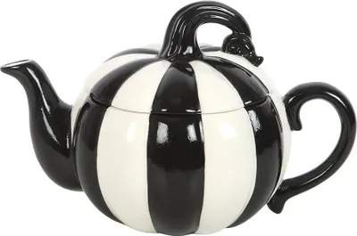 Image de Something Different - Théière "Strange & Unusual", Citrouille rayée SD10168 (Taille unique) (Noir/Blanc)