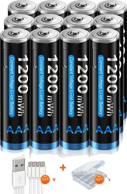 Image de Pile rechargeable au lithium, capacité 1200mAh, design écologique, 12AAA, 1,5V