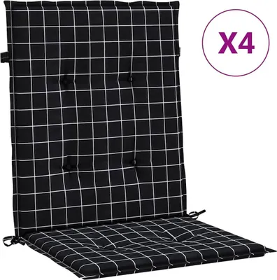 Produktbild von vidaXL Niedriglehner-Auflagen 4 Stk. Schwarz Karomuster Stoff