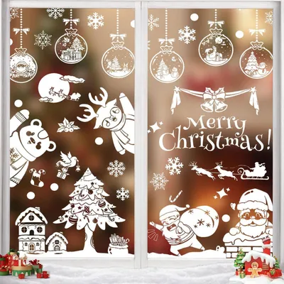 Produktbild von Fensterbilder Weihnachten Schneeflocken 200 Stück PVC Statisch Haftend