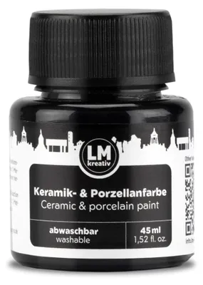 Produktbild von LM-Kreativ Porzellan- & Keramikfarbe 45 ml, Schwarz, wasserbasiert