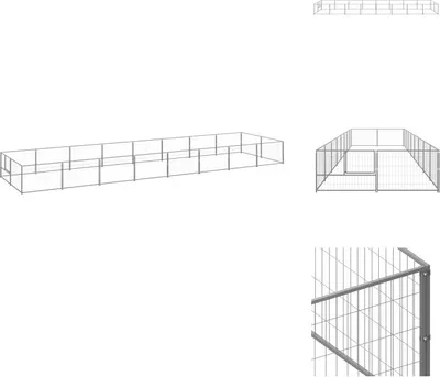 Produktbild von vidaXL Hundezwinger Silbern 16 m² Stahl - Hundezwinger & -ausläufe